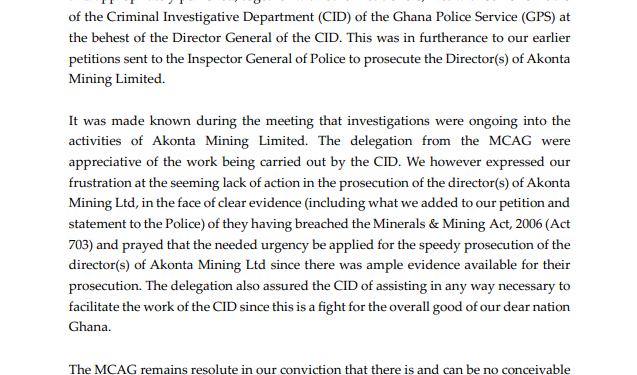 police investigating akonta mining media coalition against galamsey