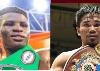 Ghana’s Alfred Lamptey versus Richard Pumicpic on Saturday in Dubai