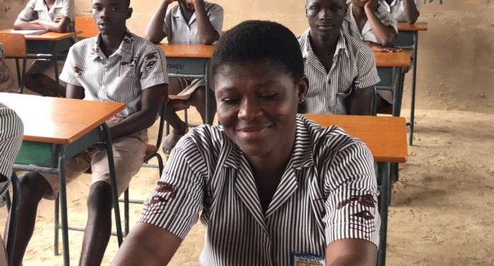 mother 43 completing her bece at worawora