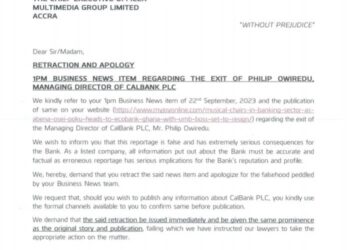 CalBank denies MD exit