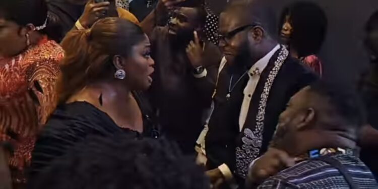 funke akindele and ex husband jjc skillz reunite at movie premiere