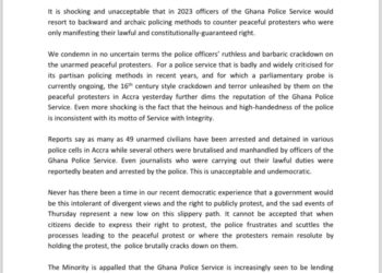 #OccupyJulorbiHouse: Unleashing terror squad on peaceful protesters shameful, unacceptable – Minority to police