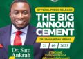 Official statement announcing Dr Sam Ankrah’s candidacy for President