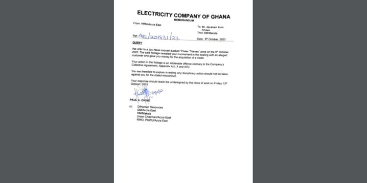 ecg begins querying staff cited in joynews expose on illegal meter sale