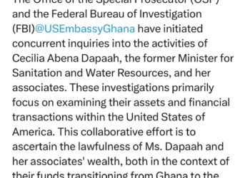 FBI joins OSP’s probe of Cecilia Dapaah’s US assets in ongoing investigation