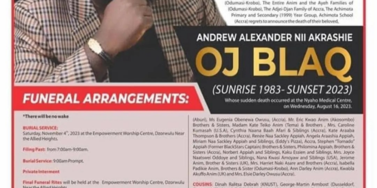 final funeral rites for late oj blaq slated for november