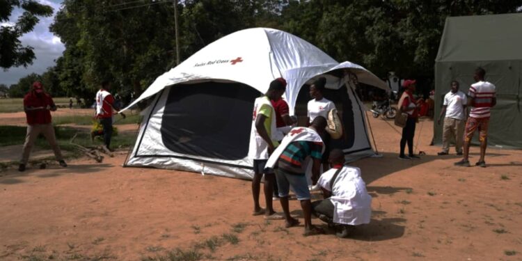 ghana red cross society supports flood displaced families in volta region with 100 emergency shelter kits