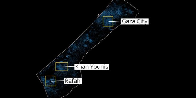 israel hamas war satellite data shows israel intensifying bombing of south gaza