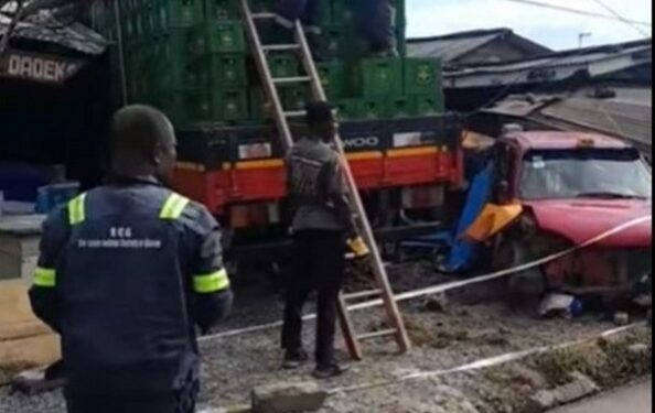 One feared dead, another injured after truck runs into NPP office 1 one feared dead another injured after truck runs into npp office