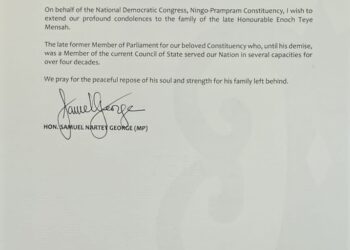 Sam George mourns for Ningo MP, E.T Mensah