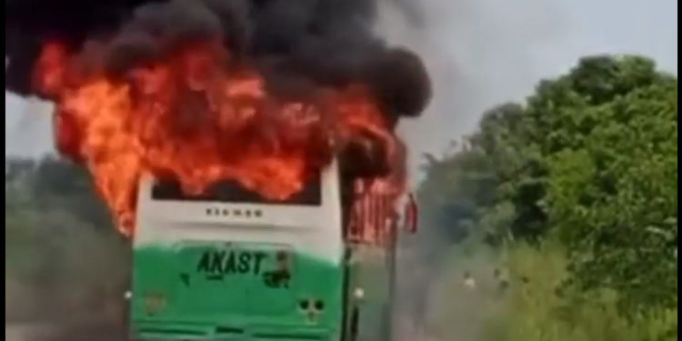 school bus carrying student athletes catches fire at akatsi agbedrafor junction