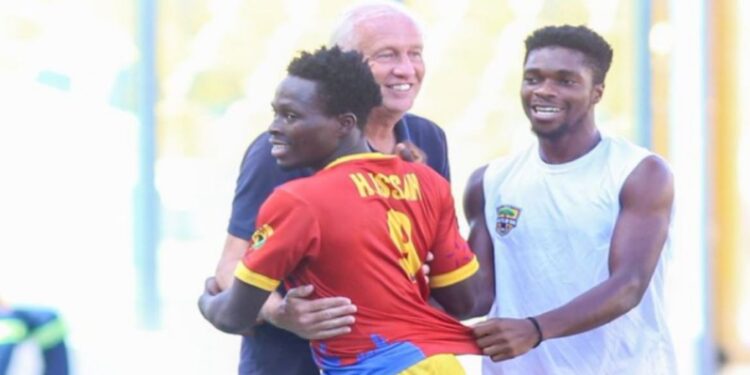 ghana pl hearts training session performances beginning to reflect in games martin koopman