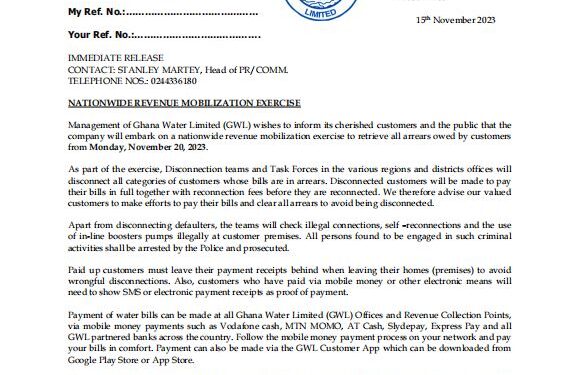 gwcl to embark on revenue mobilisation exercise on november 20
