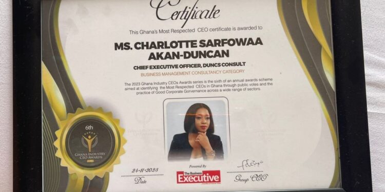 sarfowaa duncan named ghanas most respected ceo in business management consulting at ghana industry ceo awards