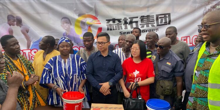 sentuo group supports akosombo dam spillage victims at mepe with relief items cash