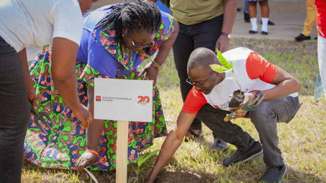 societe generale ghana plc engages in tree planting exercise at st marys senior high school