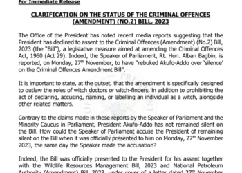 Witchcraft bill: Bagbin’s accusation against Akufo-Addo inaccurate – Presidency 10 Witchcraft bill: Bagbin’s accusation against Akufo-Addo inaccurate – Presidency