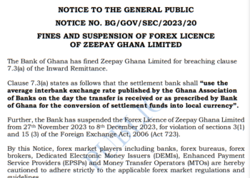 Zeepay Ghana fined, forex license suspended temporarily