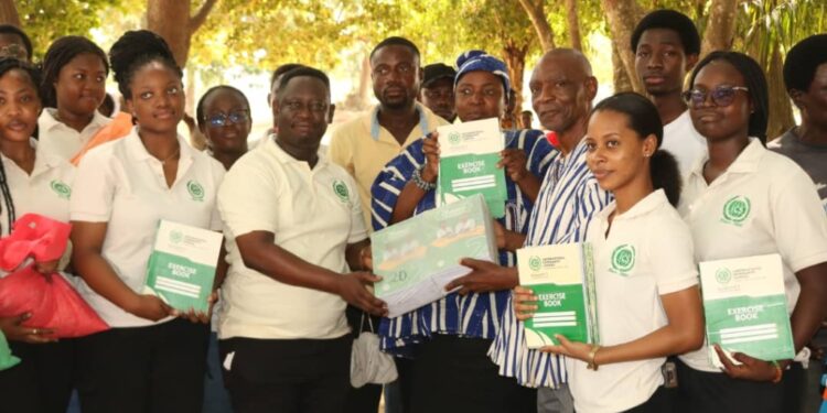 akosombo dam spillage international community school donates stationery relief items to school children