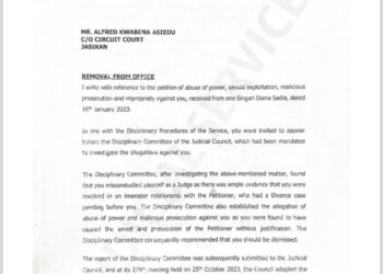 Chief Justice sacks Jasikan Circuit Court Judge over misconduct