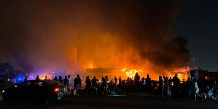 Fire destroys over 70 shops at Madina-Ritz Junction 1 fire destroys over 70 shops at madina ritz junction