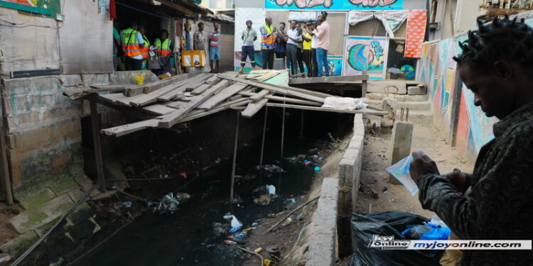 joy clean ghana campaign squatters on neoplan station storm drain to be ejected
