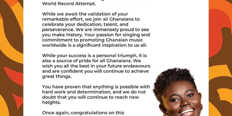 mahama congratulates afua aduonum on her 126 hour sing a thon attempt