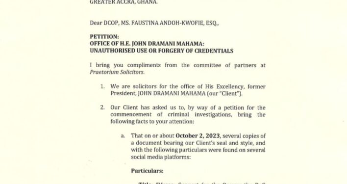 mahama petitions cid to probe npp fanatics forging his letterhead others