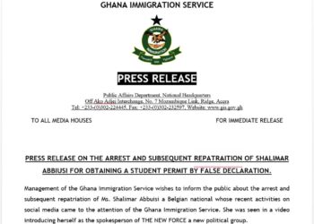 The New Force Spokesperson was ‘removed from Ghana’ because she obtained her ‘students’ permit by fraudulent misrepresentation’ – GIS