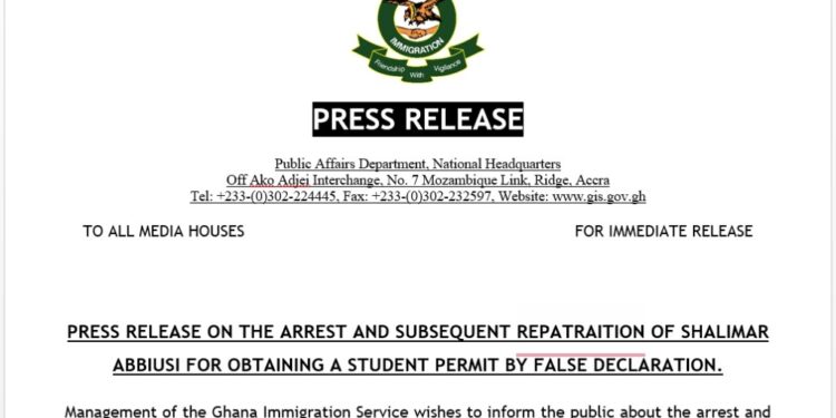 the new force spokesperson was removed from ghana because she obtained her students permit by fraudulent misrepresentation gis