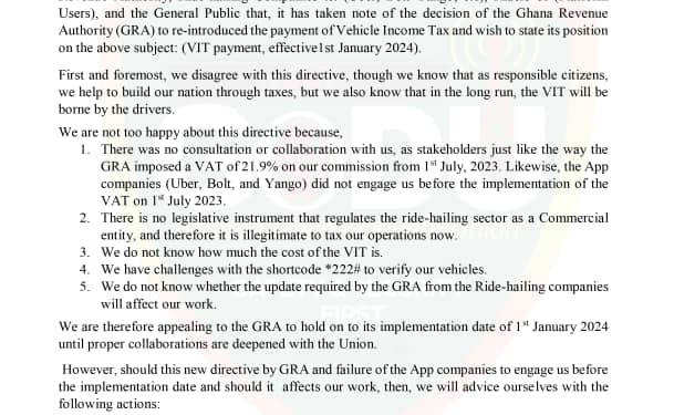 VIT Directive: Ride-hailing drivers threaten price negotiation, nationwide strike ahead of launch 1 vit directive ride hailing drivers threaten price negotiation nationwide strike ahead of launch