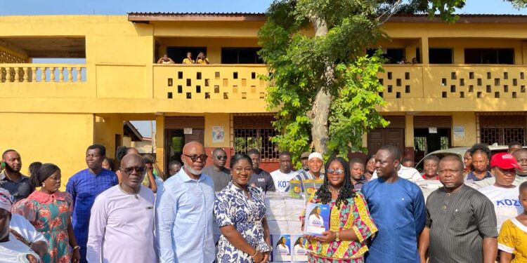 akosua manu supports students in adentan constituency with learning materials