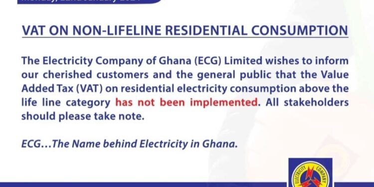 vat on non lifeline residential consumption not implemented ecg