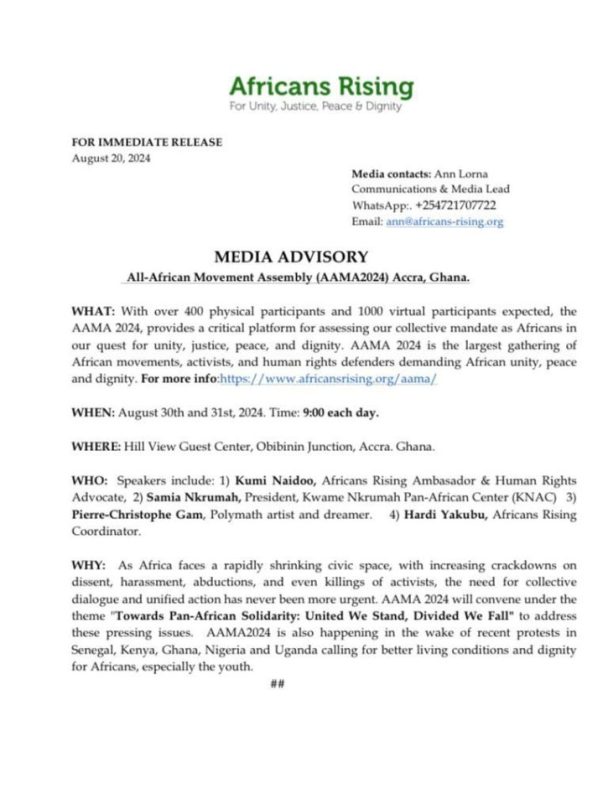 Africans Rising Hosts 2nd All-African Movement Assembly in Accra
