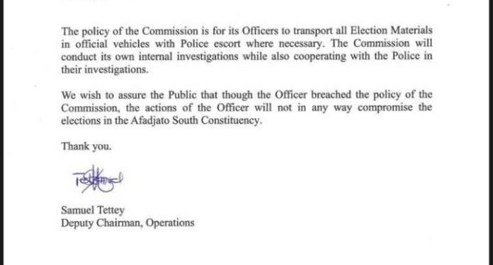 electoral commission investigates incident involving unauthorized transport of election materials in volta region