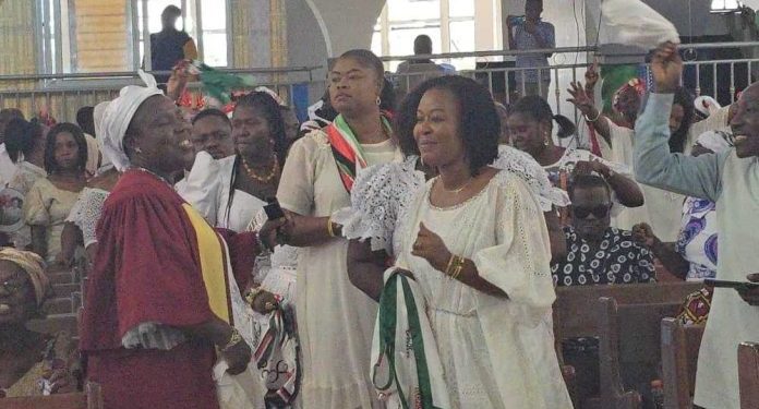 ewurabena aubynn celebrates at thanksgiving service amid electoral contestation