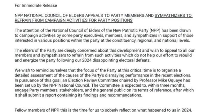 npp elders express concerns over premature campaigning amid electoral defeat recovery efforts