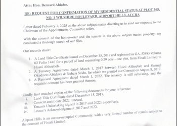 Ablakwa renting Airport Hills residence; he doesn’t own it – Finali Limited to Appointments Committee