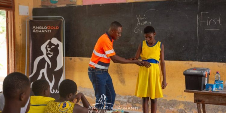 aga equips basic schools in obuasi with first aid skills