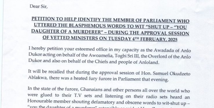 anlo chiefs give speaker 5 days to identify mp who called zanetor rawlings daughter of a murderer