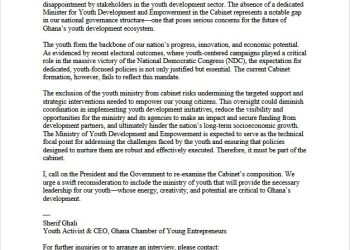 Chamber of Young Entrepreneurs slam Youth Ministry snub in new cabinet