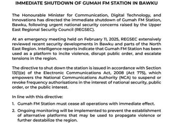 Communication Minister orders shutdown of Gumah FM in Bawku over security concerns