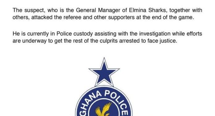 elmina sharks gm arrested after referee assault as football violence roils ghana