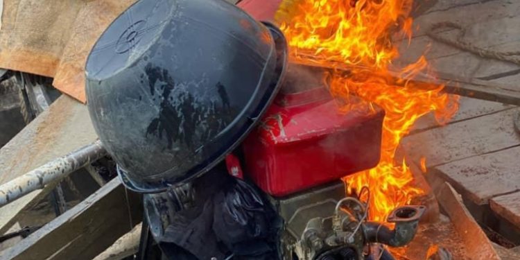 excavator changfan machines pumping machines at apamprama forest reserve burnt