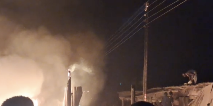 fire ravages wooden structures on agbogba to ritz junction stretch