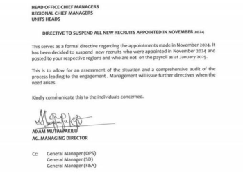 Ghana Water Limited suspends Nov. 2024 recruitments following Chief of Staff’s directive