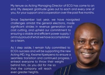Ing. Julius Kpekpena takes over as Ag. Managing Director of ECG