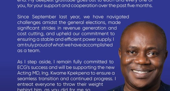 ing julius kpekpena takes over as ag managing director of ecg