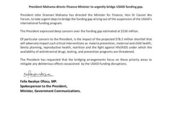 Mahama directs finance minister to bridge $156m USAID funding gap