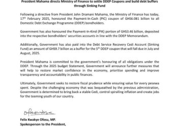 Mahama directs Finance Ministry to settle DDEP coupons, strengthen debt buffer